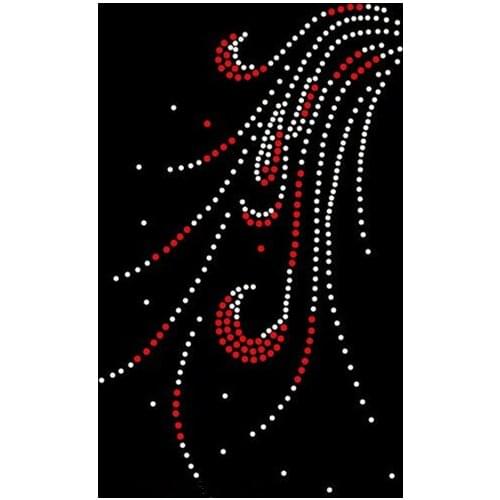 2pc/lot White and red sticker hot fix rhinestone applique iron on applique patches iron on crystal transfers design shirt