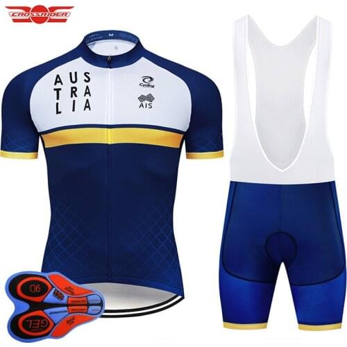 Crossrider 2020 Australia Cycling Jersey 9D bib Set MTB Bike Clothing Breathable Bicycle Clothes Mens Short Maillot Culotte