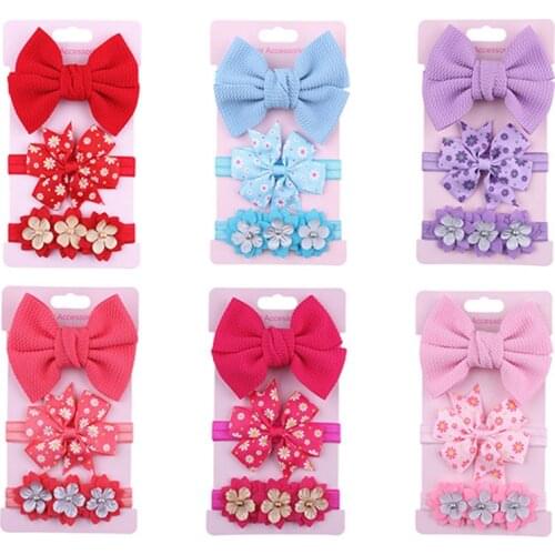 3Pcs/set Baby Girl Headband Cute Floral Soft Elastic Girls Hair Bow Toddler Kids Headgear Baby Shower Gift Baby Hair Accessories
