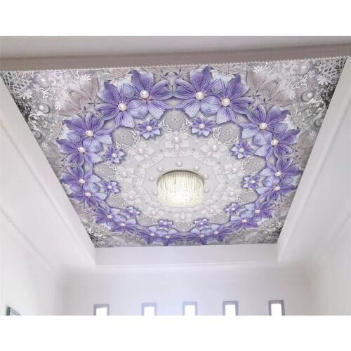 Beibehang Custom 3D Wall Mural Wallpaper Purple Flower Pearl Lace 3d Ceiling Ceiling Background Wall wall paper 3d tapety