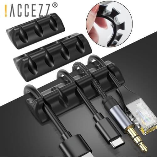 !ACCEZZ 5pcs Mini Silicone Wire Organizer Cable Holder Winder Desktop Tidy Management Clips for Mouse Keyboard Earphone Headset