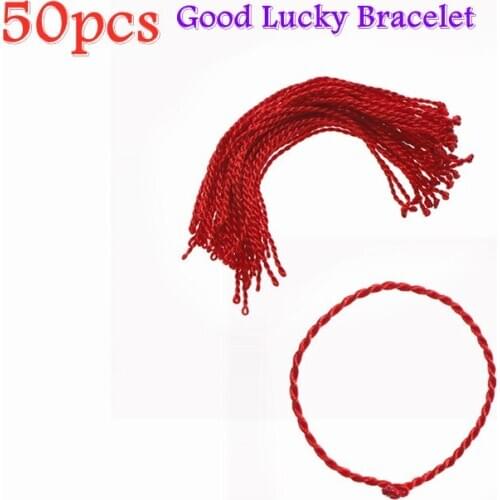 50Piece Red Rope Bangle Lucky Bracelets Anklet Necklace For Women Cord String Line DIY Handmade Jewelry Gift