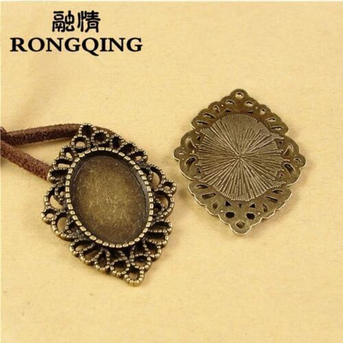50pcs/lot Rhombus Hollow Lace Pattern Cabochon Base Settings 18*13MM Oval Cameo Base Handmade Earrings Necklace Accessories
