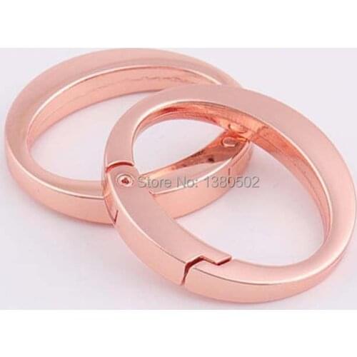 6pcs/lot 35mm oval ring clip buckle rose gold and gold color alloy spring ring for bag decoration
