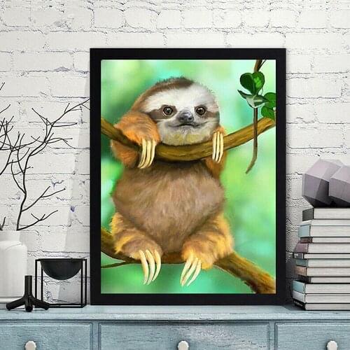 DIY 5D Diamond Embroidery Cross Stitch Animal Cute Sloth Full Square Round Diamond Painting Home Decor 05