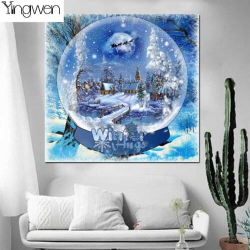 Crystal Ball Town Landscape Diamond Painting Nightmare Before Christmas Full Diamond Embroidery Cross Stitch Winter Home Decor