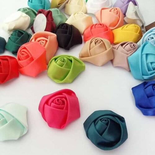 10Pcs/lot 35-40mm Handmade DIA Fabric Satin Rose Flowers Artificial Flower DIY For Bridal Bridesmaid Wedding Bouquet Accessoires