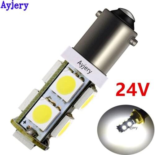 AYJERY 10PCS BA9S T11 T4W 5050 9 SMD LED Light Bulb Super Bright Indicator Reading Lamps White Clearance Reverse Light 24V DC