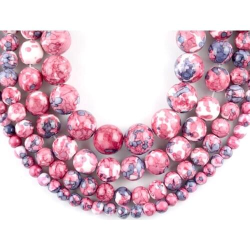 Natural Rose Red Rain Flower Stone Round Loose Beads For Jewelry Making 4-12mm Spacer Beads Fit Diy Bracelet Necklace Accessory