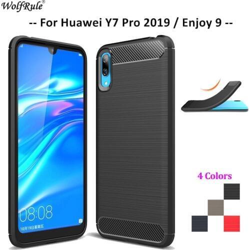 Carbon Fiber Phone Case For Huawei Y7 Pro 2019 Case Soft TPU Back Cover For Huawei Y7 Pro 2019 Rugged Phone Bumper Enjoy 9