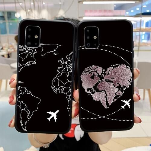 World Map Travel Case For Samsung Galaxy A21S A51 A71 A01 A11 A31 A41 A70 A50 A30 A40 A10 S20 FE S10 Note 20 Ultra Soft Cover