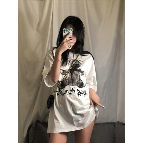 Women T-shirt Gothic Oversized T-shirt Female Streetwear Graphics Tops Female T-shirt Hip-hop Couple Casual Short-sleeve Clothes