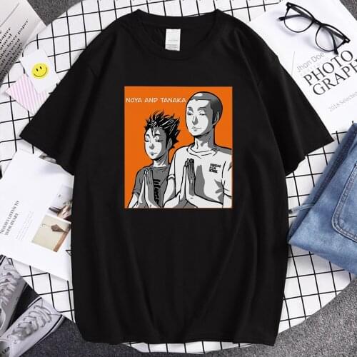 Haikyuu Noya Tanaka Anime Printed T-shirts Mens Casual Crewneck T-shirts Vogue Casual Tee Shirts o-neck Comfortable Men T Shirt
