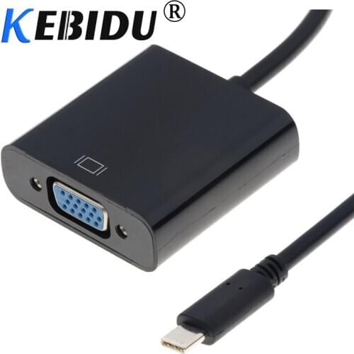 Kebidu New Type C To VGA Cable Converter USB 3.1 Male To VGA Female Video Converter For Apple Macbook Chromebook Pixel
