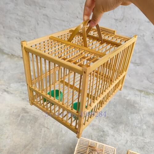 Creative Bamboo Handmade Birdcage One Grid Two Grids Bird House Pet Supplies Store Transport Square Home Outdoor Decoration