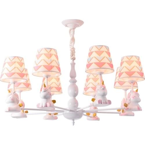 Creative cartoon unicorn pendant lights lighting for kids bedroom decoration leds modern pink lamp princess room ceiling lustre
