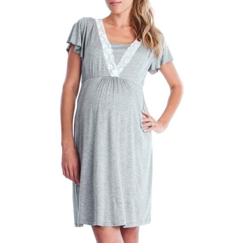 Pregnant woman multifunctional lace breastfeeding dress Lace Pregnants Casual Nursing Baby For Maternity Pajamas Dress L1226