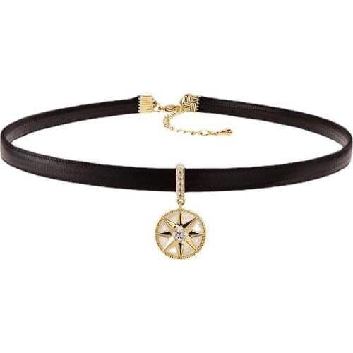 925 Sterling Silver Tassel Crystal Star Pendent Necklace For Women Girls Party Jewelry Choker Collar dz115