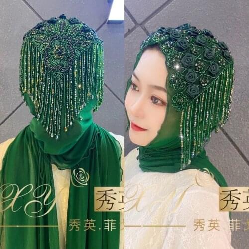 Muslim Islam Brides Wedding Hijabs Handmade Shawls Wrap Hijab