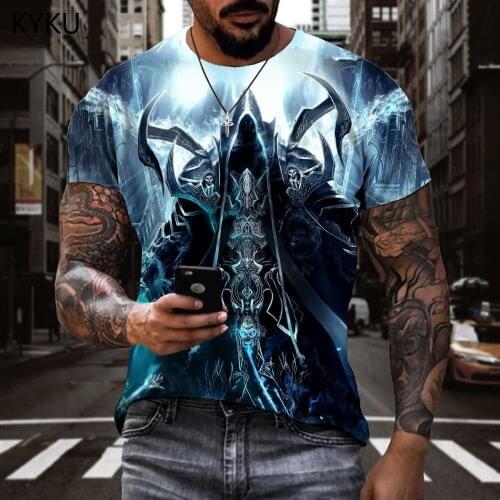 KYKU Brand Skull T shirt Men Flame T-shirts 3d Sickle Tshirts Casual Hip Hop Anime Clothes Short Sleeve T shirts New Male