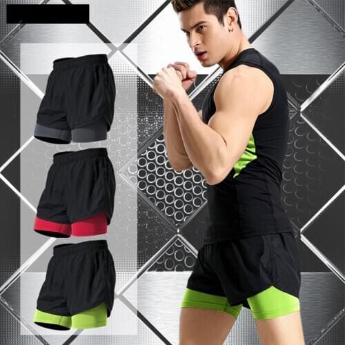 Men Sports Shorts 2in1 Sweatpants Elastic Leggings Tights Skinny Shorts Male Running Jogging Fitness Gym Training Workout Shorts