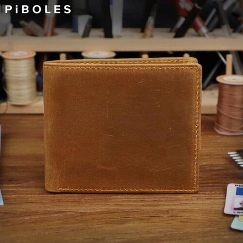 Cowhide Men Wallet Luxury Male Purse Portable Genuine Leather Credit Card Slots Wallet Driver License Holder Bifold Short Wallet