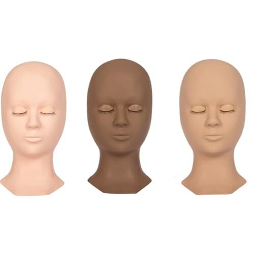 Eyelashes Mannequin Head Kit With Removable Replacement Eyelids Grafted Lashes Training Tools