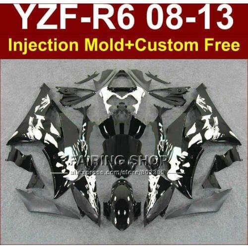 Flat black Injection mold custom fairings for YAMAHA 2008 2009 2011 2013 YZF-R6 bodywork YZF R6 08-13 aftermarket YZF1000 R6