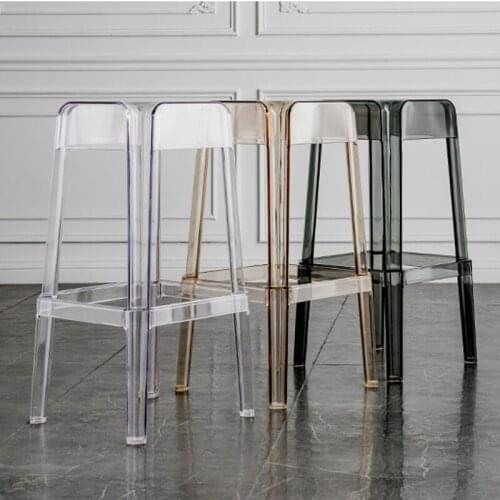 FOSUHOUSE Transparent Square Stool Fashion Creative Plastic Acrylic High Bar Stool Simple Modern Kitchen Bar Furniture Stools