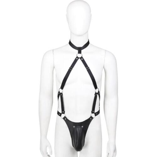 Sexy leather underwear tight pockets leather performance apparel