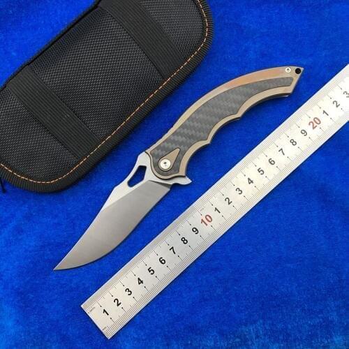 NIGHTHAWK N02 Flipper folding knife M390 steel TC4 Titanium+CF handle outdoor camping hunting pocket fruit Knives EDC tools