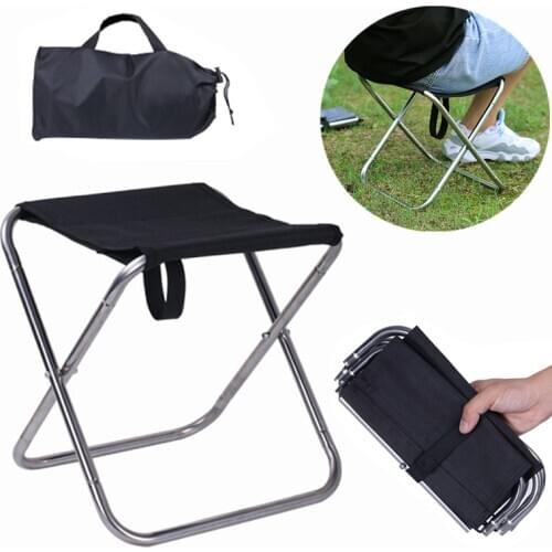 1Pc Portable Ultralight Folding Chair Stainless Steel Outdoor Camping Picnic Fishing Seat Travel Stool with Storage Bag