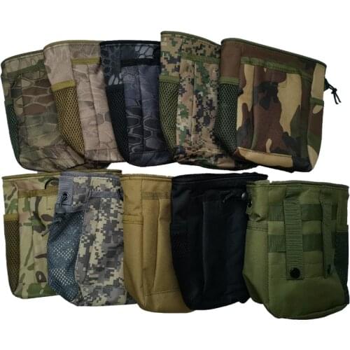 Military Airsoft Molle Utility Hunting Rifle Pouch Ammo Tactical Pouch Gun Magazine Dump Drop Reloader Paintball Camo EDC Bag