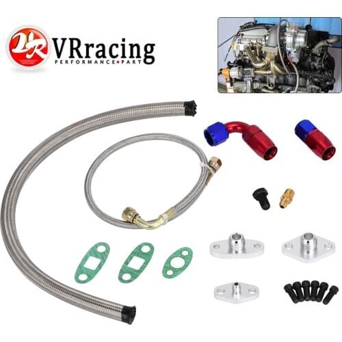 VR - Oil Feed Line Drain Fitting Flange Kit For Toyota Supra 1JZGTE 2JZGTE 1JZ/2JZ Single Turbo VR-TOL22