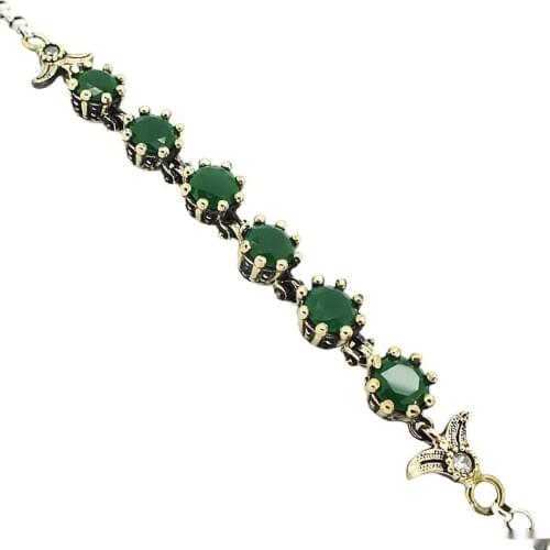 Stem Emerald Cubic Zirconia sterling Silver Authentic Bracelet