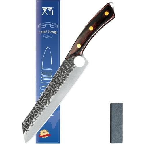 XYJ Full Tang 8.5 Inch Chef Cooking Knife Stainless Steel Meat Vegetable Slicing Knives With Whetstone For Kitchen Camping BBQ