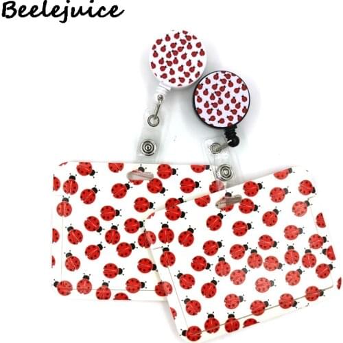 Ladybird Insect Credit Card Holder Lanyard Women Men Kid Student Retractable Badge Reel ID Name Bus Clips Card Badge Holder Gift