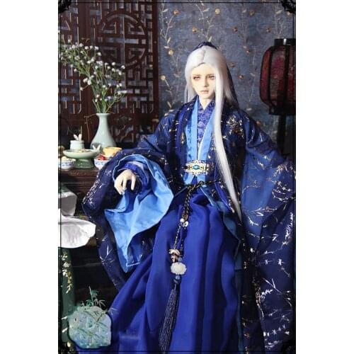 1/4 1/3 Scale BJD Clothes Blue Hanfu Ancient Costume Dress Samurai Outfit For BJD/SD MSD SSDF ID75 Strong Uncle 80cm Doll B0217
