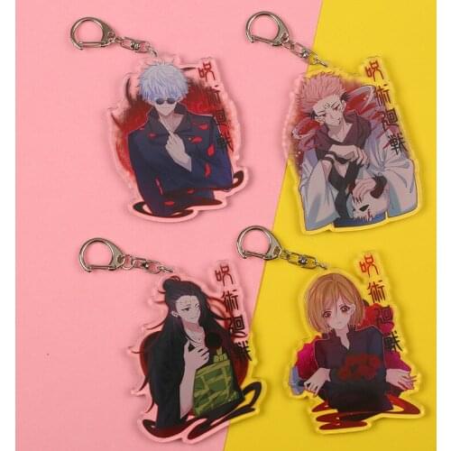 1 Pcs Cartoon Anime Jujutsu Kaisen Keychains Figure Gojo Satoru Yuji Itadori Nobara Kugisaki Acrylic Pendant Keyrings Toys