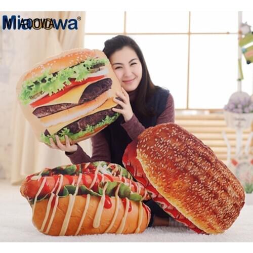 1pc Simulation Creative Food Cookies Pizza hamburger Pillow Lifelike Plush Toy Soft Stuffed Cushion Child Kid Funny Gift