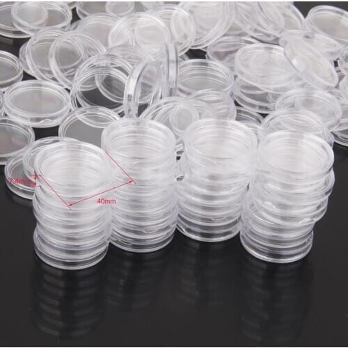 21mm-40mm Coin Holder Capsules Airtight Circular Plastic Clear Coins Container Case Collectibles, 100 Pieces Per Order