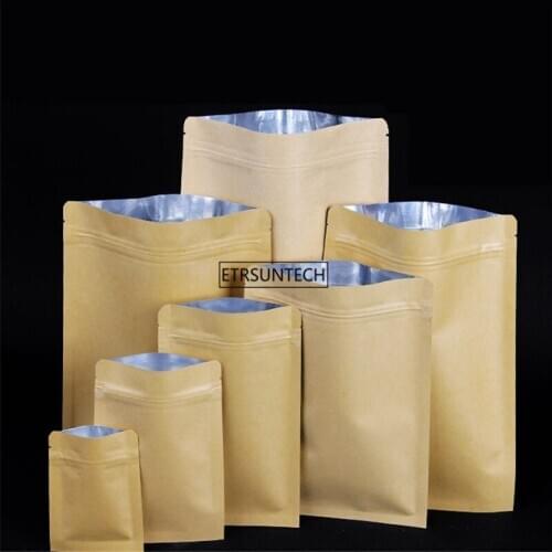 400pcs Kraft Paper Bags Zip Sealing Food Storage Paper Bag Bulk Cookie Candy Snack Food Stotage Packaging
