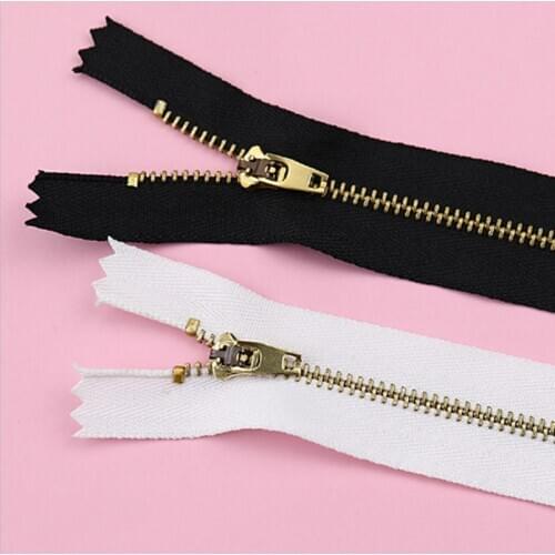 5 pieces, 10 cm, 12 cm, 13 cm, 15 cm, 18 cm, 20 cm)（4-8 inch）nylon zipper and brass metal flash, automatic unlocking