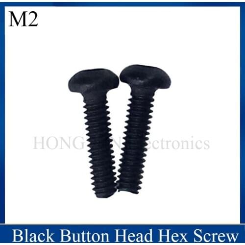 50Pcs M2 *4-20mm Grade10.9 Black Round Head Screws Mushroom Hex Socket Button Head Screw