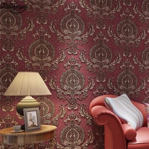 Beibehang European luxury Damascus waterproof 3D stereo thickening high - end home improvement living room wallpaper