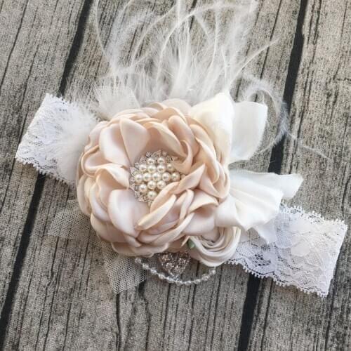 Free Shipping Flower Girl Headband Dupioni Silk Bow Kids Hair Accessories Photo Prop