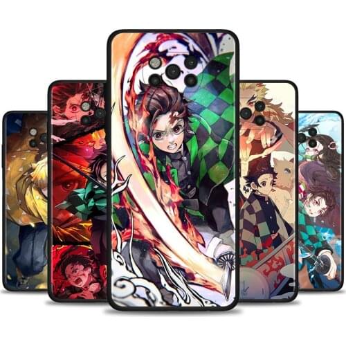 Phone Case for Xiaomi Poco X3 Pro X3 NFC M3 Pro F3 GT Black Shell Coque Soft Cover Anime Demon Slayer