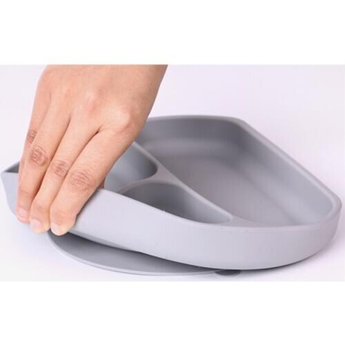 Baby Silicone Tableware Eating Dishes Suction Kids Learning Plate Divided Tray Section Bowl Integrated Smile-Face Feeding Set