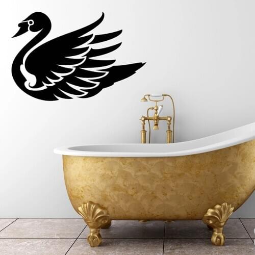 Long Neck Swan Wall Sticker Bird Bathroom Kids Bedroom Nursery Animal Interior Decor Vinyl Window Decal Waterproof Mural M114