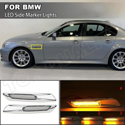 For BMW E60 E61 E82 E88 E90 E91 E92 E93 2008-2010 Clear Lens Error Free LED Dynamic Side Marker Turn Signal Light Blinker Lamps